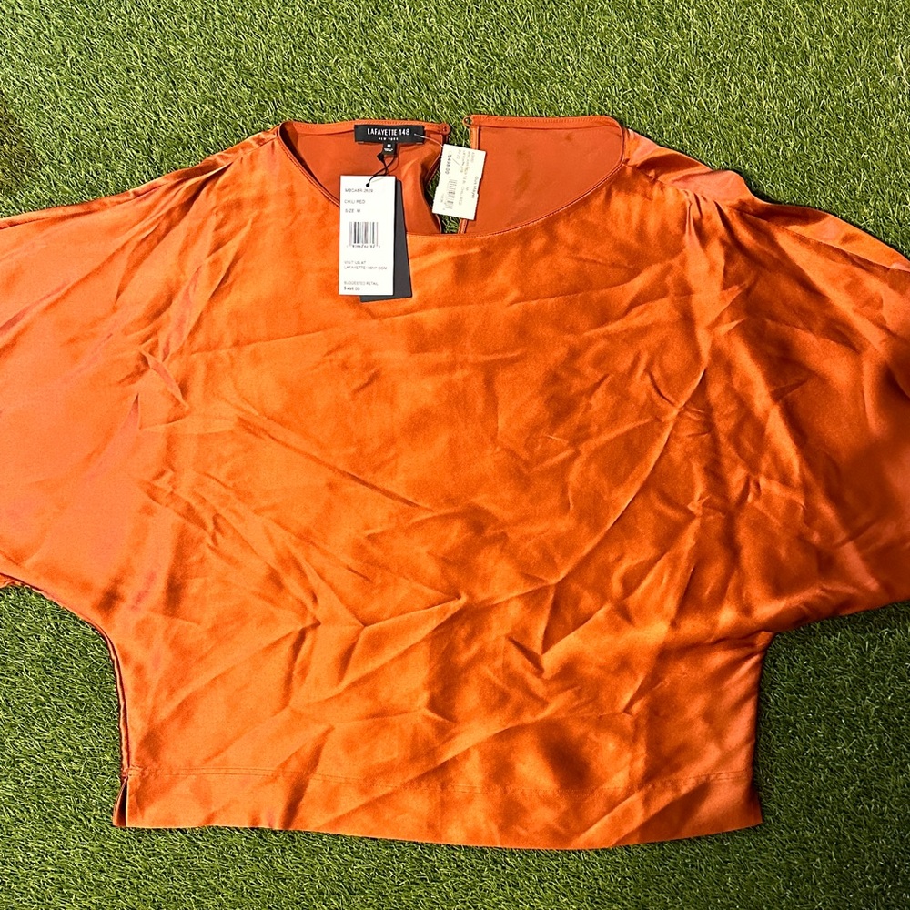 Lafayette 148 New York Chili Red Orange Blouse